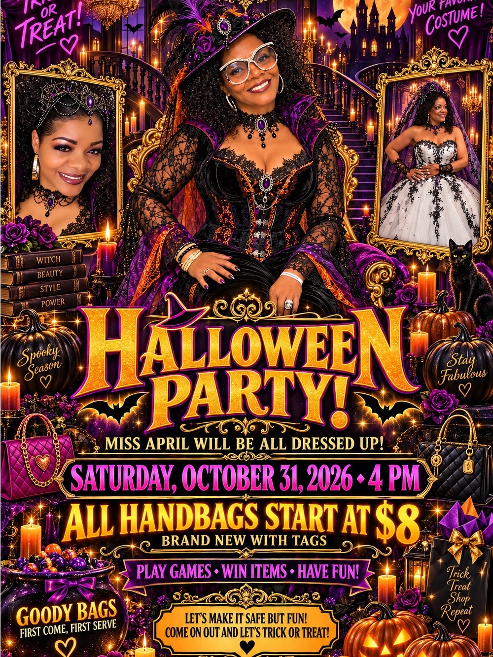 Halloween Party Poster - Purple & Gold Costume Event